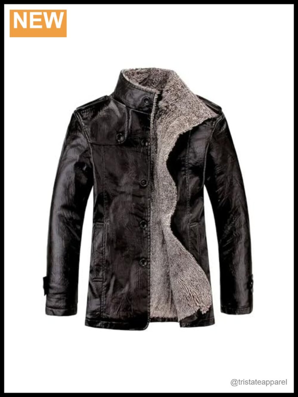 Men's Vintage Leather Winter Coat Fleece Lined Windproof Waterproof